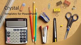  Presentation with tools - Colorful slides enhanced with post stick note - close up view backdrop and a yellow colored foreground