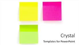  Presentation with post stick note - Presentation enhanced with post stick note - three stickers on white background background and a white colored foreground