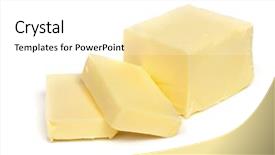  Presentation with butter - Presentation design featuring stick of butter cut isolated background and a white colored foreground