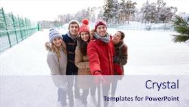  Presentation with ice rink - Amazing presentation having stick on ice skating rink backdrop and a sky blue colored foreground