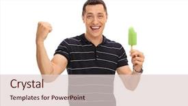  Presentation with ice cream - PPT theme consisting of stick people - cheerful man holding an ice background and a lemonade colored foreground