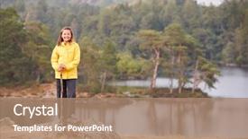  Presentation with teen mom cap and gown holding a baby - PPT theme having stick smiling to camera lakeside background and a coral colored foreground