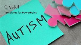  Presentation with autism - Colorful PPT theme enhanced with sticker with word autism backdrop and a seafoam green colored foreground