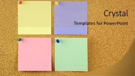  Presentation with corkboard - PPT layouts having stickers pined on the corkboard background and a gold colored foreground