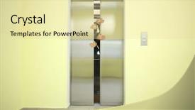  Presentation with elevator - Audience pleasing PPT theme consisting of sticking out of the elevator backdrop and a blonde colored foreground