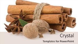  Presentation with cinnamon - PPT theme with sticks anise star and nutmeg background and a coral colored foreground