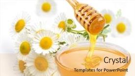  Presentation with honey - Slide deck featuring sticks in a jar flower background and a yellow colored foreground
