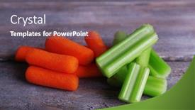 Presentation with celery - Beautiful slide set featuring sticks-of-celery-and-carrot backdrop and a gray colored foreground