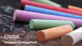  Presentation with chalk - Amazing PPT theme having sticks of chalk resting backdrop and a tawny brown colored foreground