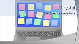  Presentation with note - Beautiful slide deck featuring sticky-note-papers-on-notebook backdrop and a light blue colored foreground