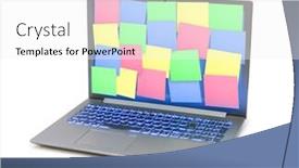  Presentation with note - PPT theme consisting of sticky-note-papers-on-notebook background and a white colored foreground