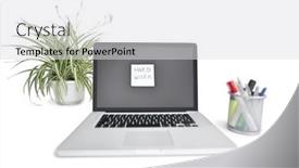  Presentation with notepaper - Cool new presentation theme with sticky-notepaper-stuck-on-laptop backdrop and a  colored foreground