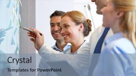  Presentation with stock market abstract business concept - Presentation theme consisting of sticky notes at glass board background and a seafoam green colored foreground