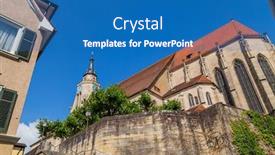  Presentation with gothic - Beautiful slide deck featuring stiftskirche-a-late-gothic-church backdrop and a teal colored foreground