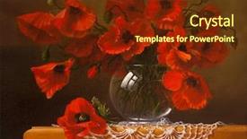  Presentation with poppy - PPT theme consisting of still life - oil painting on canvas poppy background and a tawny brown colored foreground