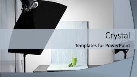  Presentation with smoothie - Presentation design consisting of still life - professional photo equipment and smoothie background and a light blue colored foreground