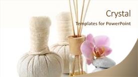  Presentation with spa white orchids black - Colorful slide deck enhanced with still life - spa composition isolated on white backdrop and a cream colored foreground