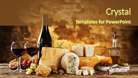  Presentation with served - Cool new PPT layouts with still life - various kind of cheese served backdrop and a tawny brown colored foreground