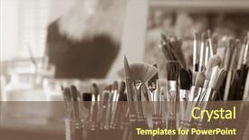  Presentation with artist - Slides enhanced with life of artist's brushes background and a tawny brown colored foreground