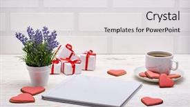  Presentation with heart book - Theme with mockup valentine's day card background and a light gray colored foreground