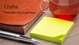  Presentation with office life - Colorful theme enhanced with still life concept - notebook pen backdrop and a  colored foreground