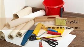  Presentation with example - Presentation design with still life from rolls background and a coral colored foreground