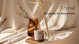  Presentation with drapery - Colorful slide deck enhanced with still-life-hygge-and-drinks backdrop and a coral colored foreground