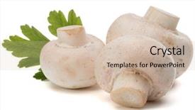  Presentation with herb - Beautiful presentation theme featuring champignon and parsley herb still life isolated on white background cutout backdrop and a soft green colored foreground