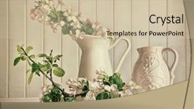  Presentation with flowers vase - Beautiful slide deck featuring still life of apple blossom backdrop and a soft green colored foreground