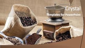  Presentation with coffee beans - Cool new presentation theme with jute bags with coffee grinder backdrop and a coral colored foreground
