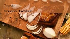  Presentation with healthy life style - PPT theme enhanced with still-life-of-food background and a red colored foreground