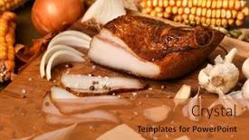  Presentation with healthy life style - Slide set consisting of still-life-of-food background and a red colored foreground