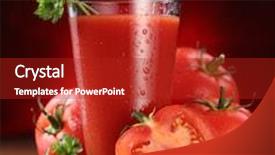  Presentation with juice - Beautiful slide set featuring fresh tomatoes and juice backdrop and a crimson colored foreground