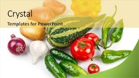  Presentation with healthy eating - Cool new PPT layouts with still-life-of-fresh-vegetables backdrop and a yellow colored foreground