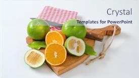  Presentation with green life - Colorful slide deck enhanced with still-life-of-green-grapefruits backdrop and a sky blue colored foreground