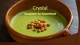  Presentation with peas - Colorful presentation design enhanced with still-life-of-green-peas backdrop and a tawny brown colored foreground