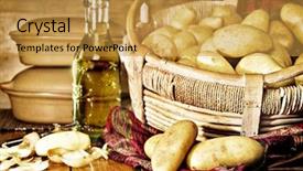  Presentation with oil field - PPT theme consisting of still life of potatoes background and a gold colored foreground