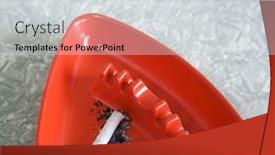  Presentation with cigarette - PPT theme with still life of red plastic vintage ashtray containing cigarette butt and ashes background and a light gray colored foreground