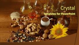  Presentation with oils - Presentation theme with still-life-of-seeds background and a tawny brown colored foreground