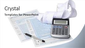  Presentation with paperwork - PPT theme with still life of tax forms background and a white colored foreground