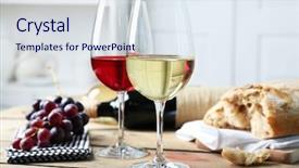  Presentation with bread life - PPT layouts with still life of wine background and a sky blue colored foreground