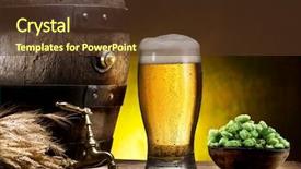  Presentation with cellar - Colorful slide set enhanced with still life old wooden pin of beer glass of beer and wheat on the table in the cellar backdrop and a tawny brown colored foreground