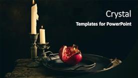  Presentation with pomegranate - Presentation theme featuring still-life-on-wooden-table background and a black colored foreground