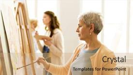  Presentation with creativity - PPT layouts with still life picture on easel background and a coral colored foreground