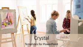  Presentation with poetry creativity concept - Presentation design enhanced with still life pictures on easel background and a lemonade colored foreground