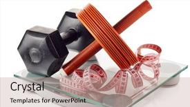  Presentation with healthy lifestyle - Presentation design consisting of fitness still life scales measuring background and a coral colored foreground