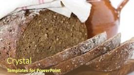  Presentation with bread life - Audience pleasing presentation consisting of still-life with a milk jug and bread over white backdrop and a tawny brown colored foreground