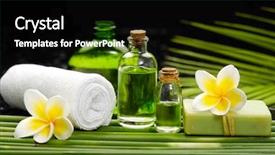  Presentation with stem - Slide set consisting of still life with and candle frangipani soap palm with row of plant stem background and a black colored foreground