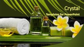  Presentation with stem - Cool new theme with still life with and candle frangipani soap palm with row of plant stem backdrop and a tawny brown colored foreground