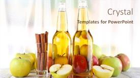 Presentation with cider - PPT layouts consisting of still life with apple cider and fresh apples on wooden table background and a cream colored foreground